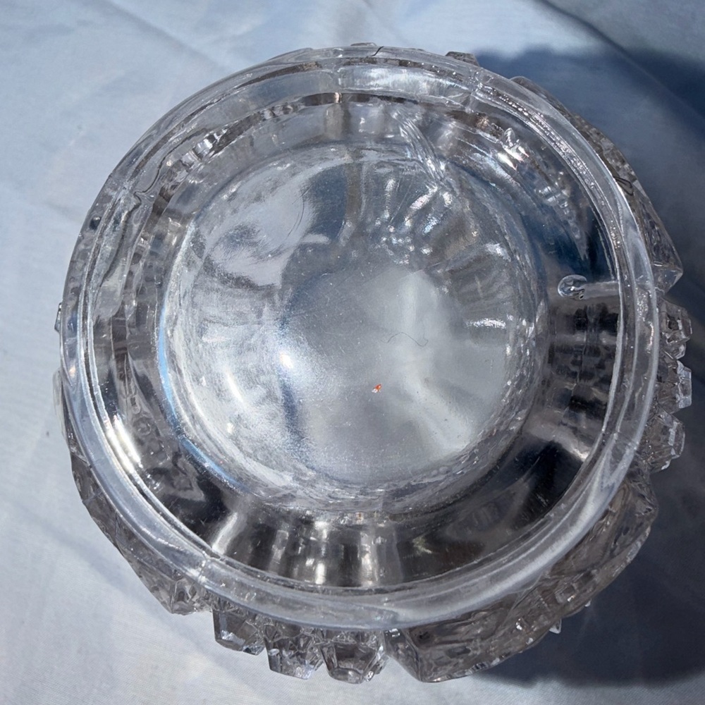 Vintage EAPG Cut Glass Small Vase Hobstar & Fan Pattern Scalloped Sawtooth Rim - Picture 4 of 8